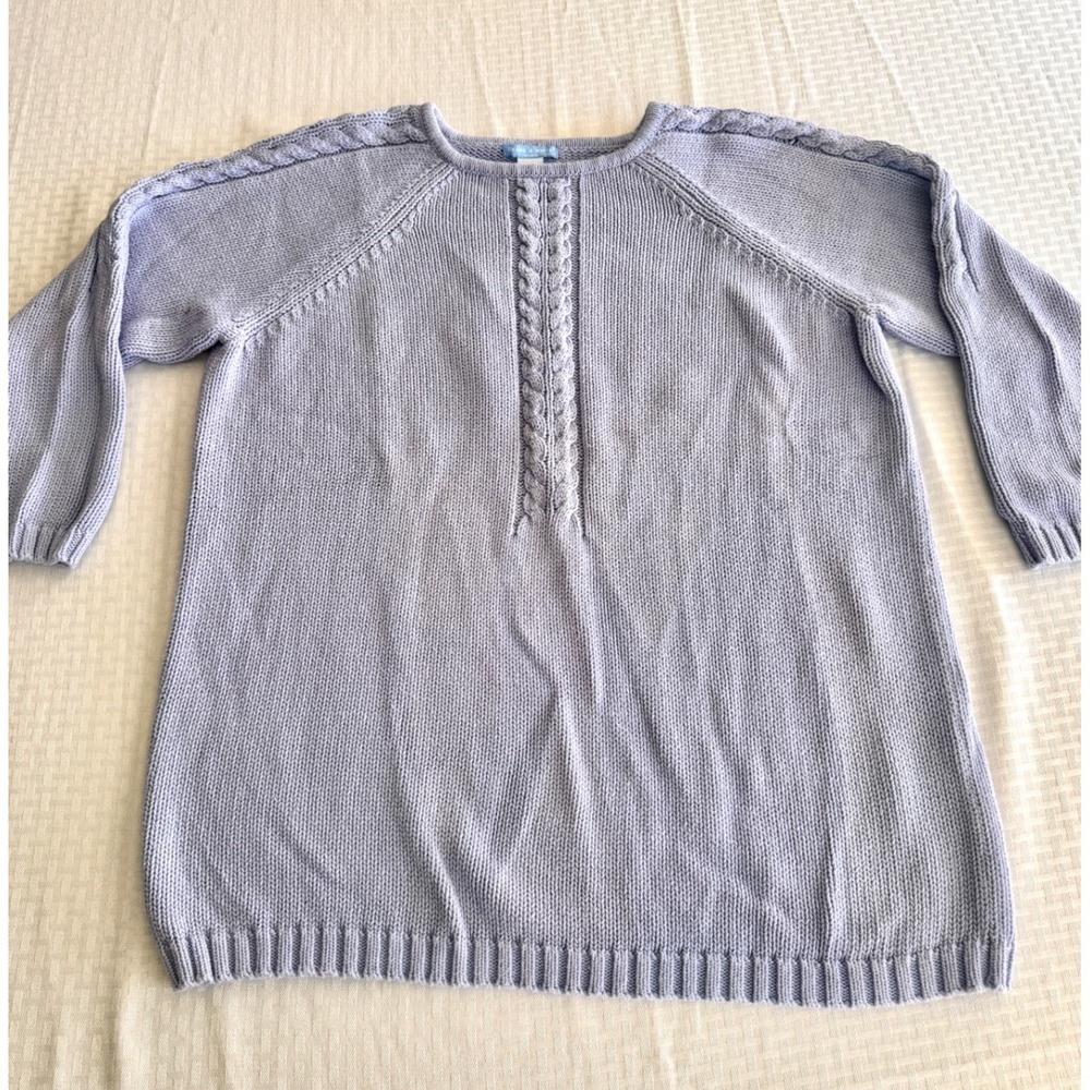 Deane & White Woman Periwinkle Blue 100% Cotton Cable Knit Sweater Plus Size 2X